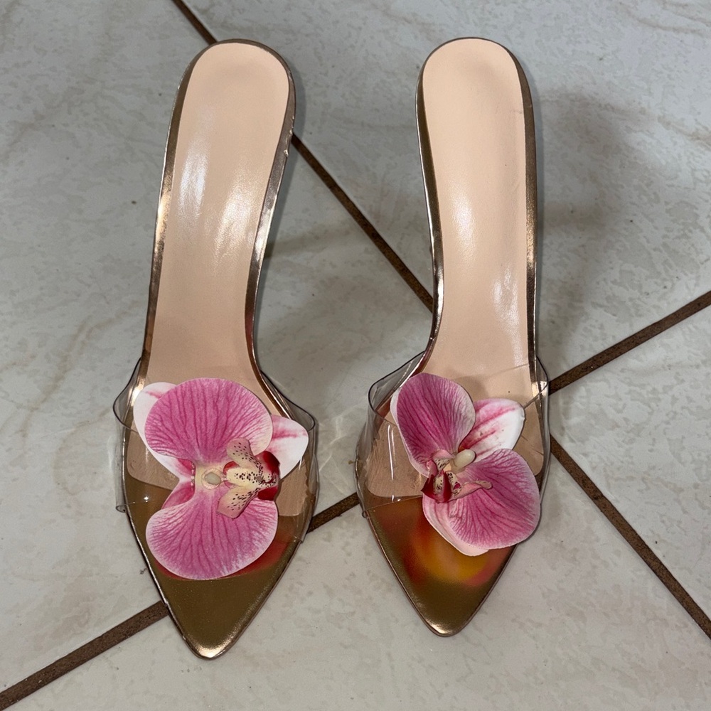 Women's Pink orchid Clear Slide Heels